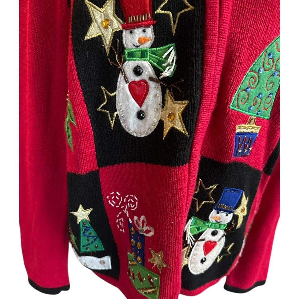 Carly St Claire VTG Christmas Embroidered Festive Sweater Zip Cardigan M - Picture 3 of 10